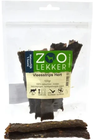Zoolekker Vleesstrips Hert 100 gr Shop Nu